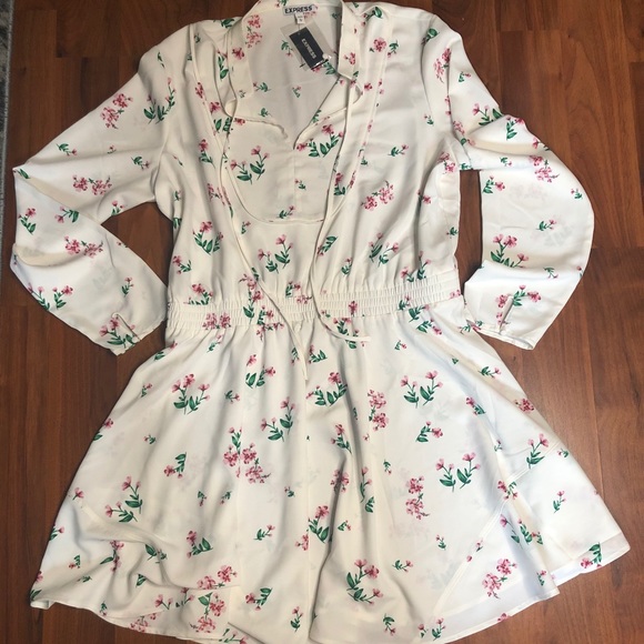 EXPRESS NWT floral A line flounce dress size L - Picture 5 of 5